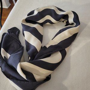 Vintage Beige Black Silk Scarf 34"x34"